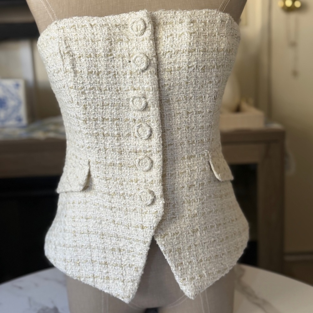 White House Black Market Ivory Tweed Bustier